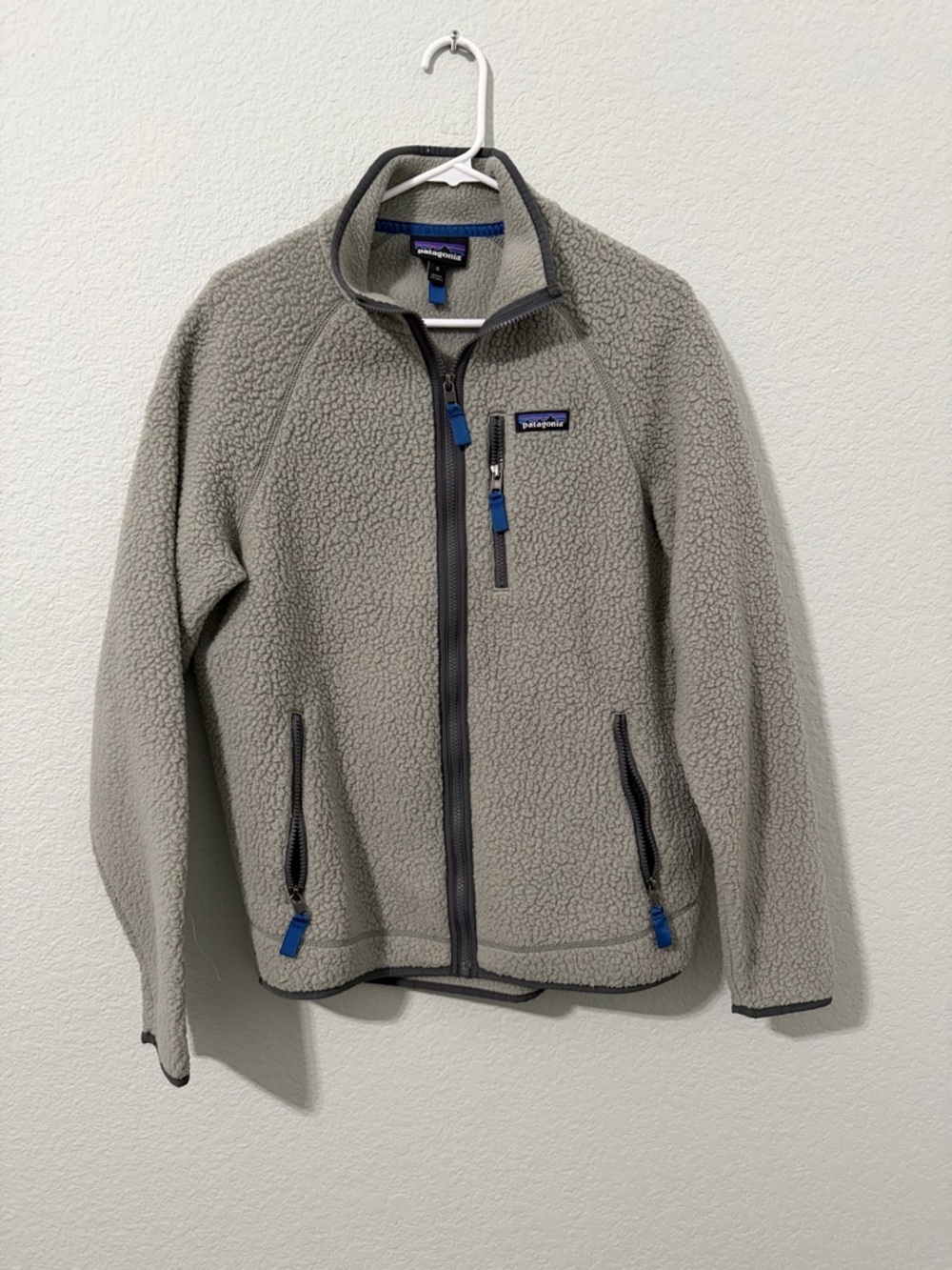 Patagonia Sweater Mens Medium Gray Full Zip Retro Pile Fleece Jacket Outdoor